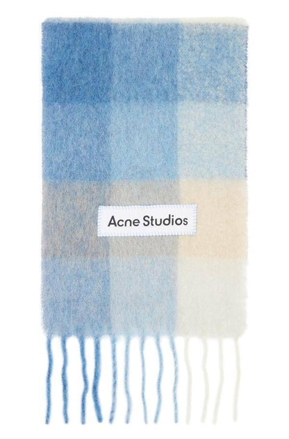 4 Colors! AC Checked Alpaca-Wool-Mohair blend Fringed Scarf