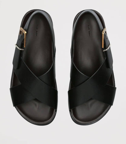 TR Crossover Buckle Leather Sandals in Suede/Horsehair/Smooth Calfskin