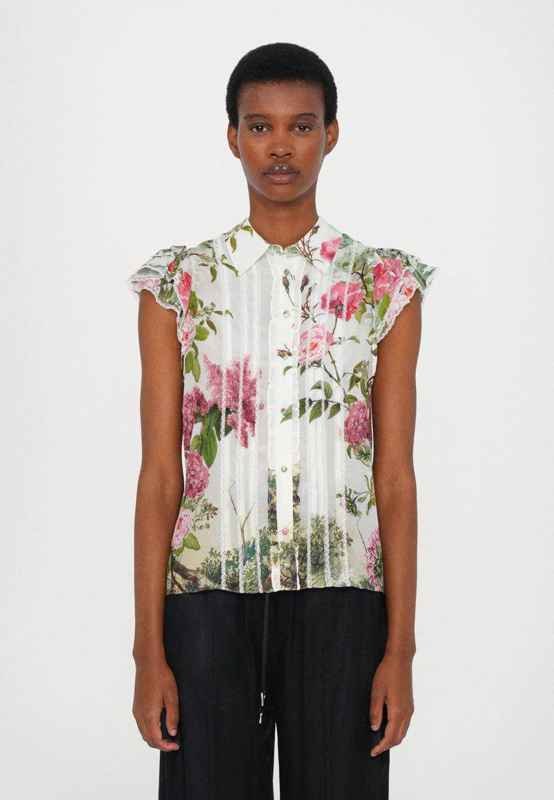 AO Minda Silk Flutter Sleeve Blouse Top