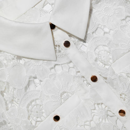 SP White Lace Collared Maxi Dress