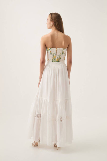 AJ Chant Cotton Lace-panel Midi Maxi Skirt