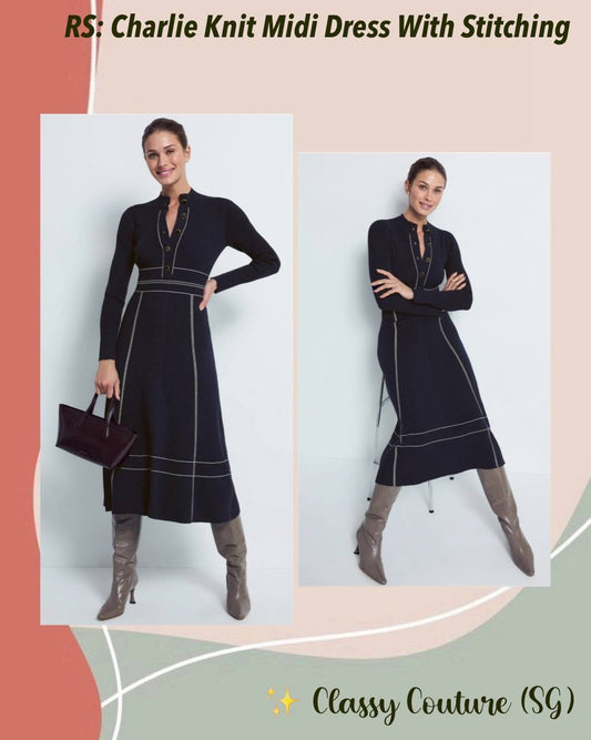 Petite/regular! RS Charlie Knit Midi Dress With Contrast Stitching
