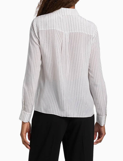 AO Willa Staceface Pinstripe Silk Shirt