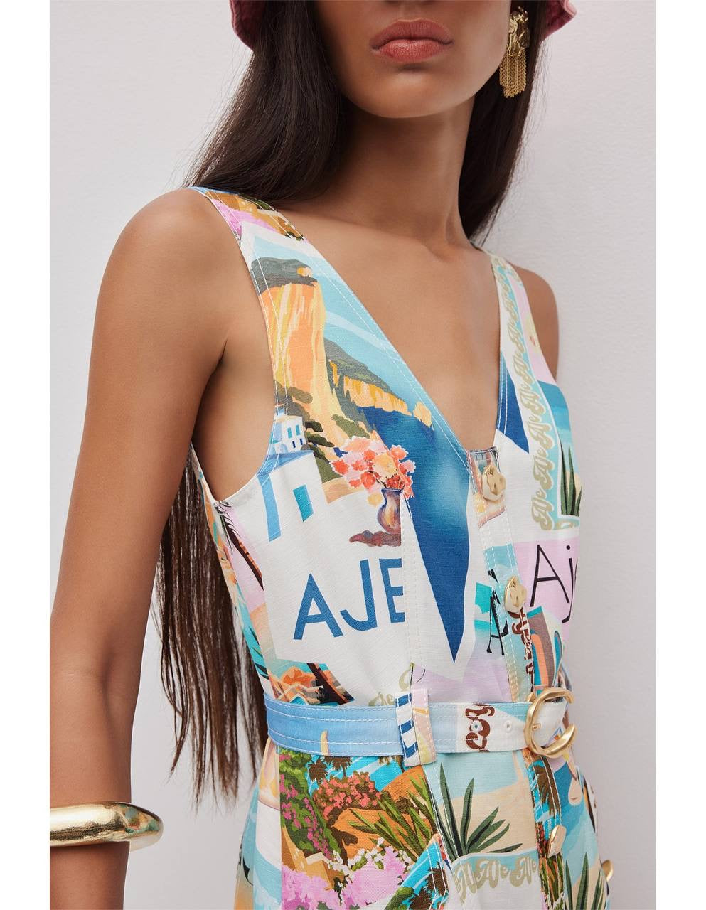 AJ Ambie Linen-blend Mini Dress
