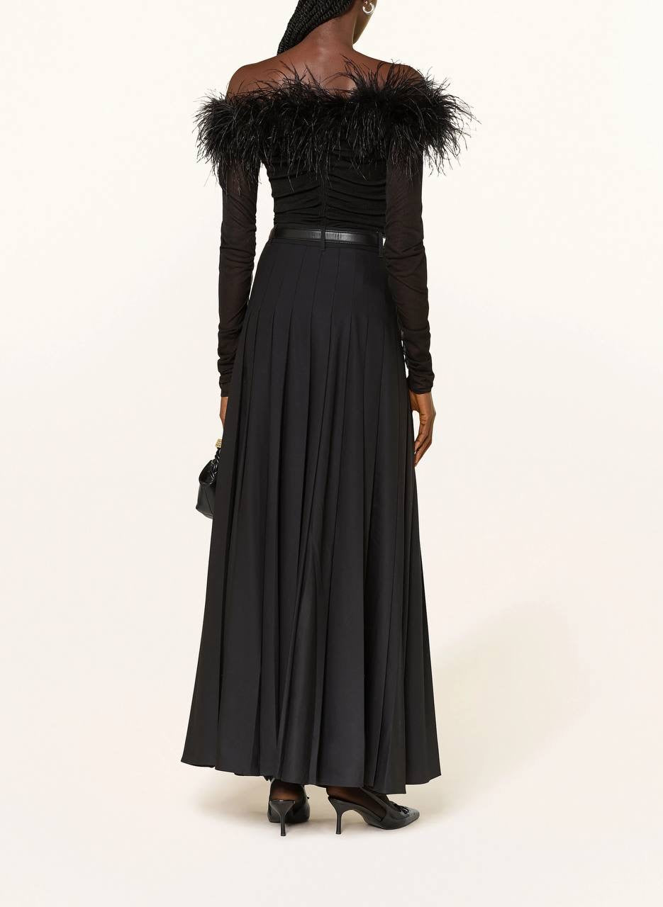 SP Feather-trim Off-shoulder Top in Knit