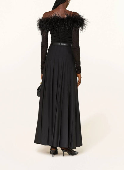 SP Feather-trim Off-shoulder Top in Knit