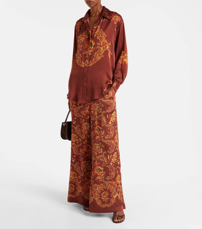 ALM Seraphina Silk Long Sleeved Shirt | Pants | Set