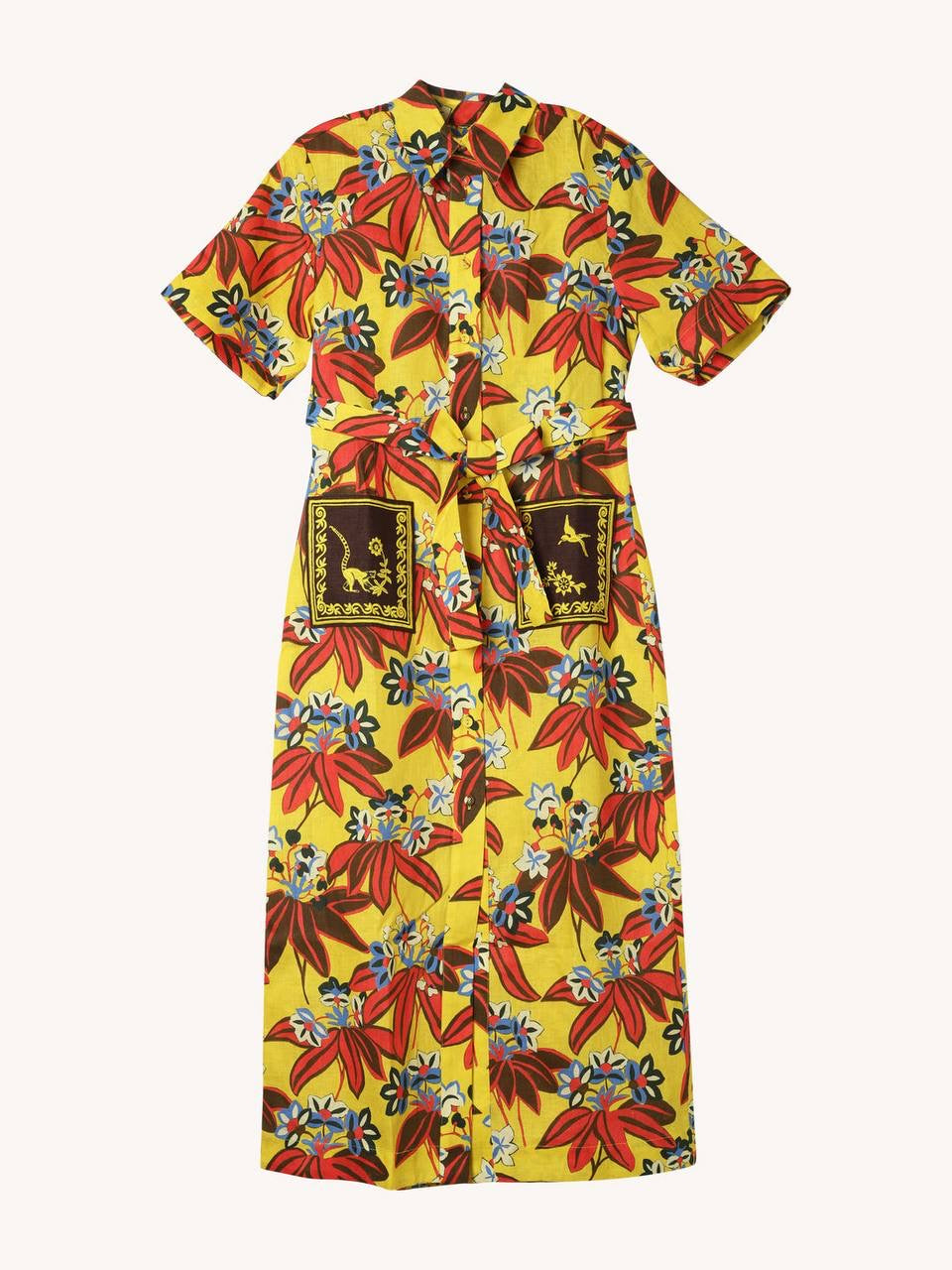 ALM Leo Embroidered Shirtdress Midi Dress
