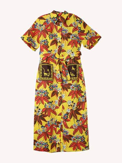 ALM Leo Embroidered Shirtdress Midi Dress