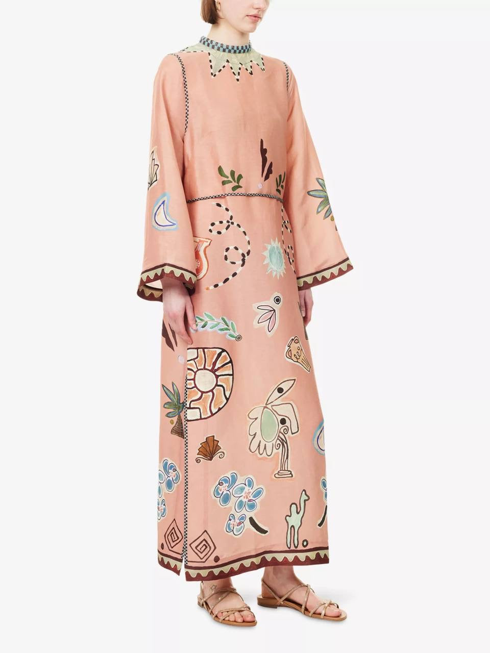 ALM Laurence Belted Linen-Silk Midi Dress