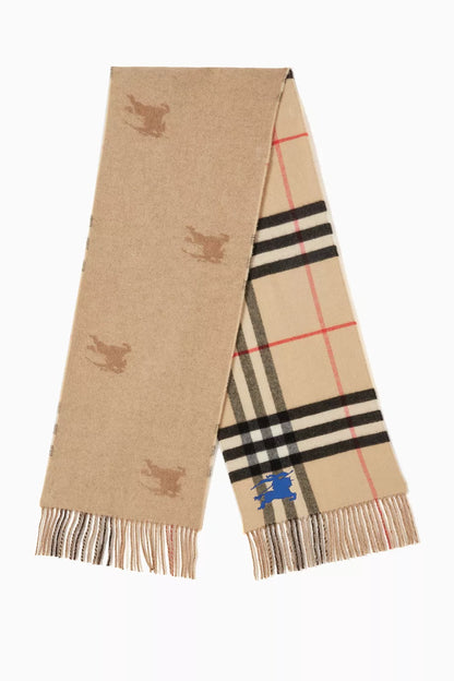 2 Colors! BBR Fringed Reversible Knight Check Cashmere Scarf 168*30cm