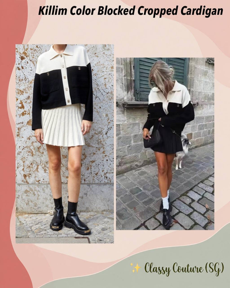 Killim Color Blocked Cropped Cardigan