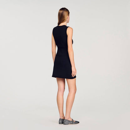 SD Black Rib Knit Cropped Cardigan | Mini Dress | Set