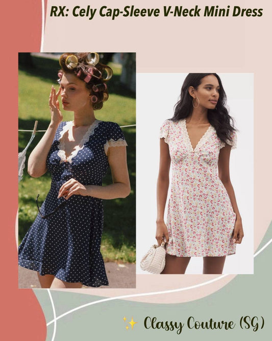 RX Cely Cap-Sleeve V-Neck Viscose Mini Dress