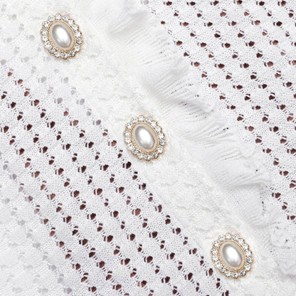 SP White Pointelle Knit Mini Dress
