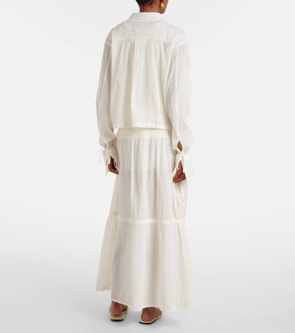 TOT Cotton Drawstring Shirt | Maxi Skirt