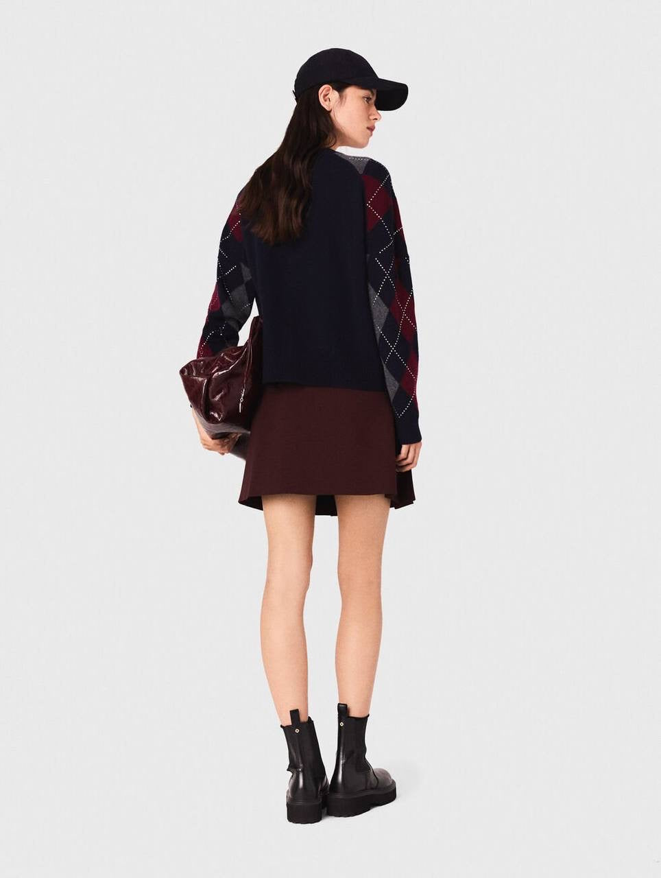 MJ Argyle Cropped Embellished Wool Cardigan