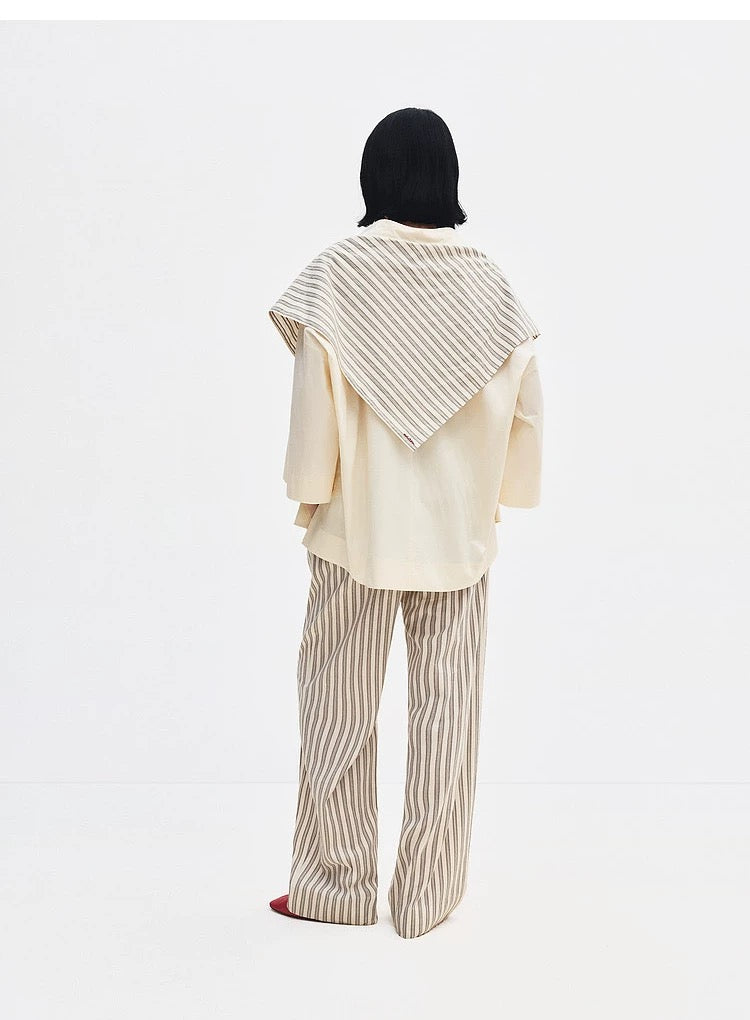 EDI Butter Yellow Stretch-Cotton Shirt w Cotton-silk Scarf
