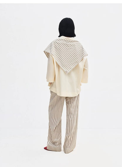 EDI Butter Yellow Stretch-Cotton Shirt w Cotton-silk Scarf