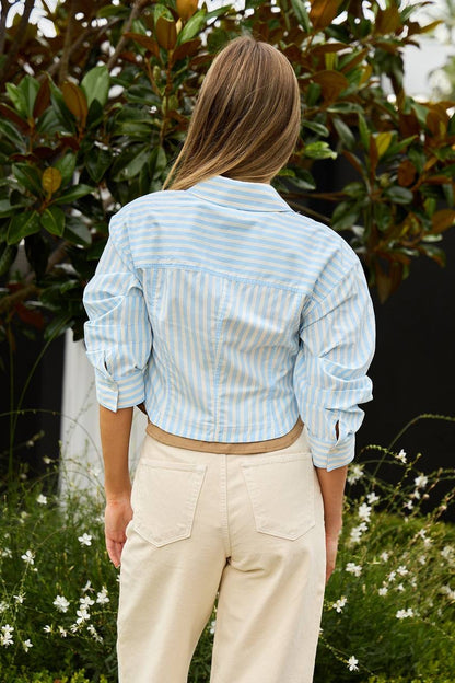 SK Boone Combo Cotton Striped Cropped Shirt
