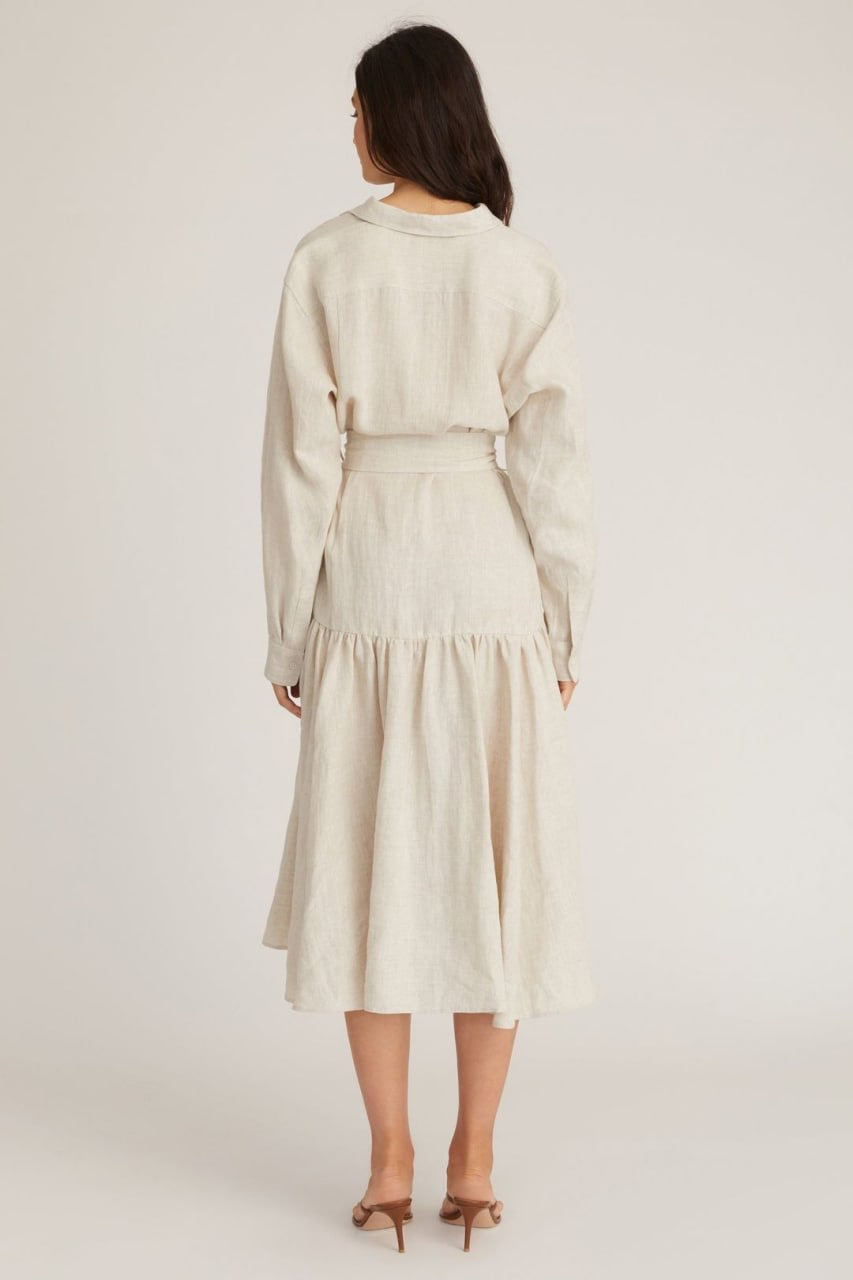 MW Layne Linen Tuxedo Midi Dress