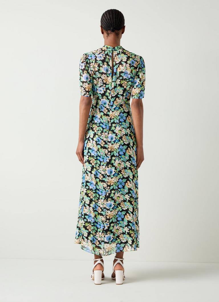 LKB Thelma Tie-Neck Viscose Midi Dress