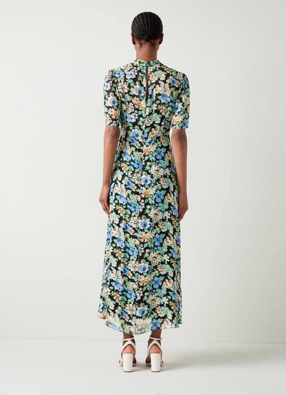 LKB Thelma Tie-Neck Viscose Midi Dress