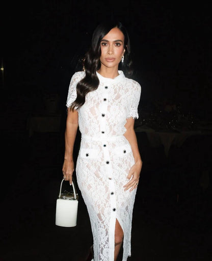 SP White Cocktail Lace Midi Dress