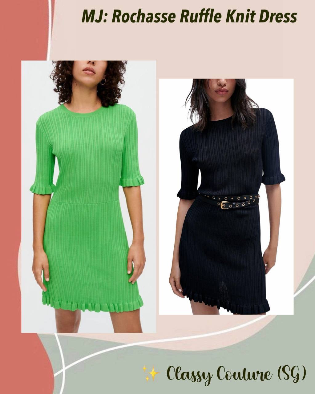 MJ Rochasse Ruffle Knit Dress