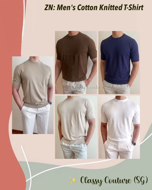 TOP PICK!! ZN Men's Cotton Knitted T-Shirt