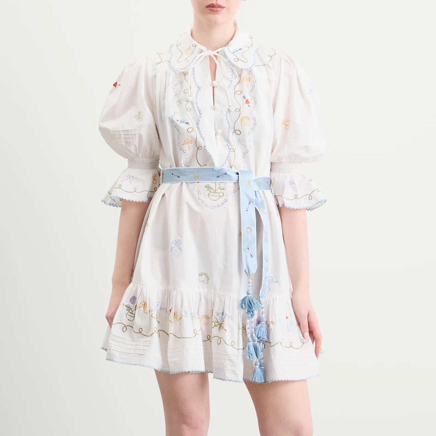 ALM Giulia Embroidered Cotton Mini Dress