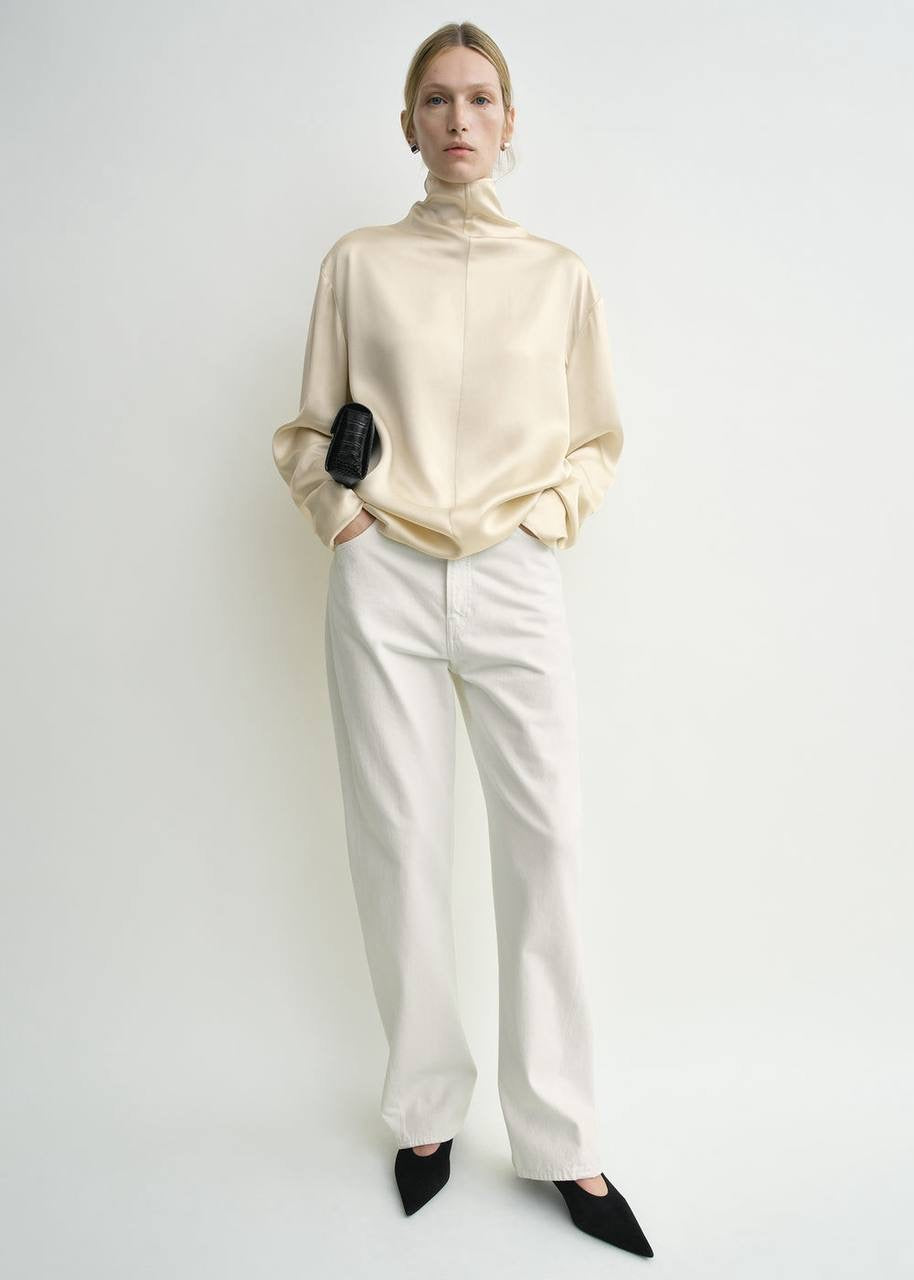 Tot Slouch Neck Viscose Blouse Long-sleeved Top