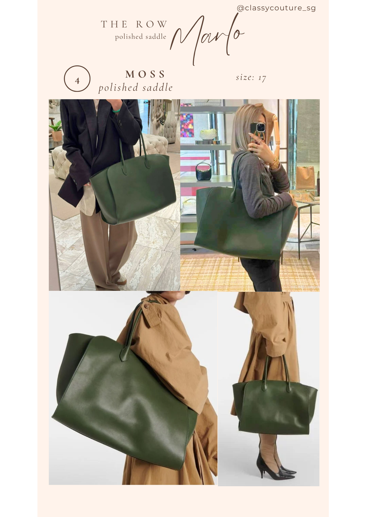 4 Colors! TR Marlo 12/14/17 Bag in Polished Saddle Calfskin Leather