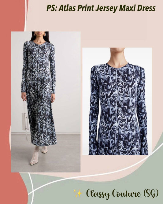 PS Atlas Long Sleeved Print Rayon Jersey Maxi Dress
