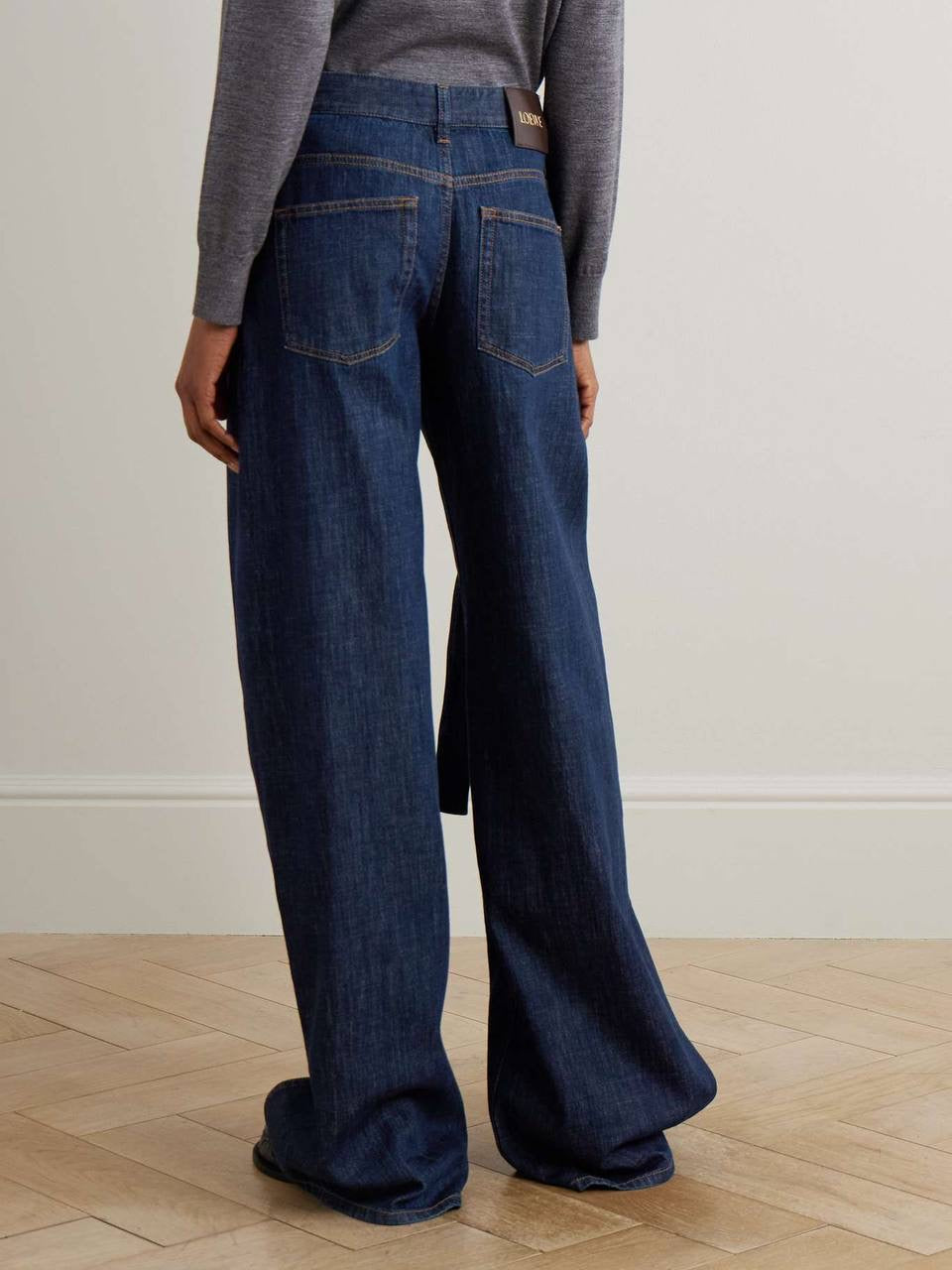 LW Draped Asymmetric Button Shirt | Belted Baggy Pant Jeans | Cotton-blend Denim Set