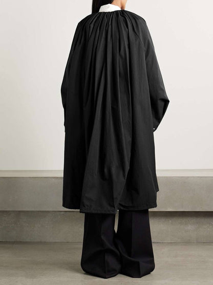 TOT Gathered Parachute Cotton Blend Trench Coat