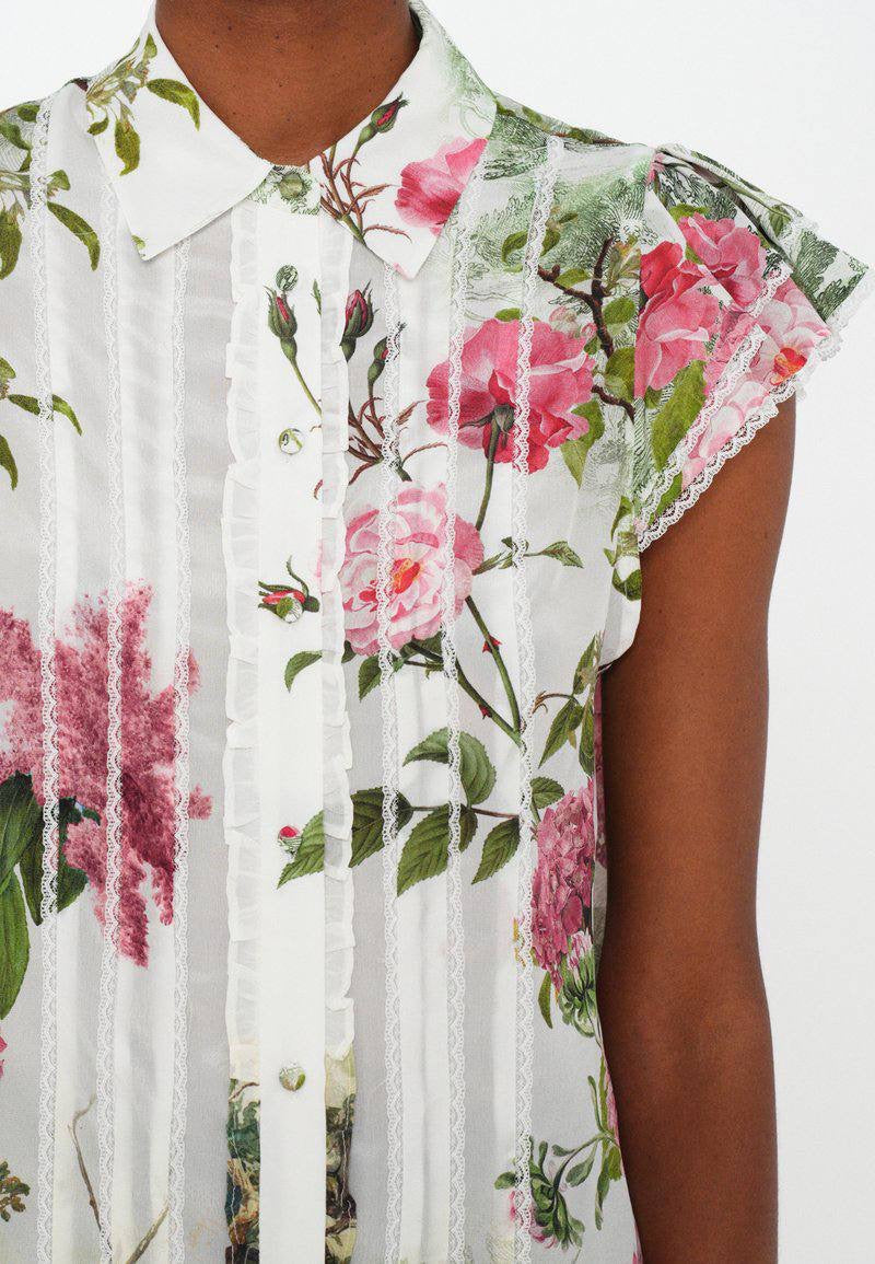AO Minda Silk Flutter Sleeve Blouse Top