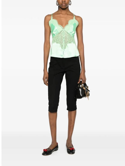 SP Green Satin Lace Cami Top