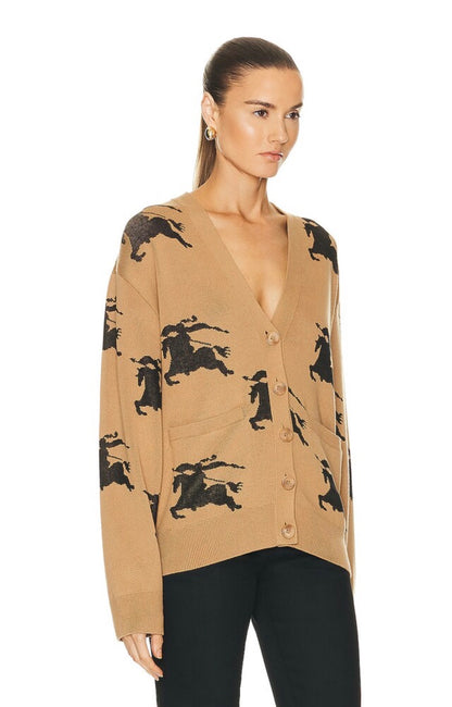 BBR Brittany Cotton Silk All-over Logo Cardigan in Tan EKD