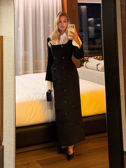 HS The Hourglass Wool-blend Slim Coat / Maxi Dress