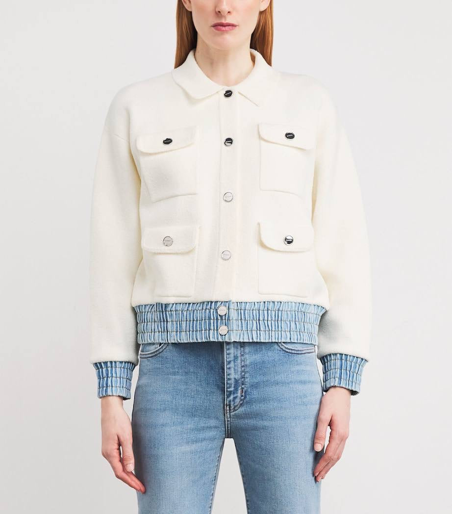 SD Bouclé Denim-Trim Cardigan Jacket