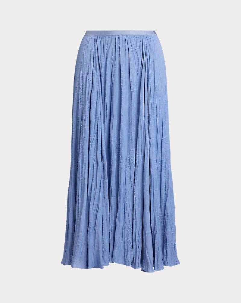 RL Crinkled Satin A-Line Midi Skirt