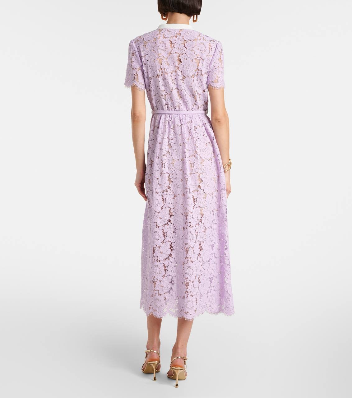 SP Lilac Lace Button Front Midi Dress