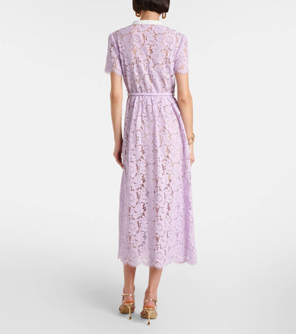 SP Lilac Lace Button Front Midi Dress