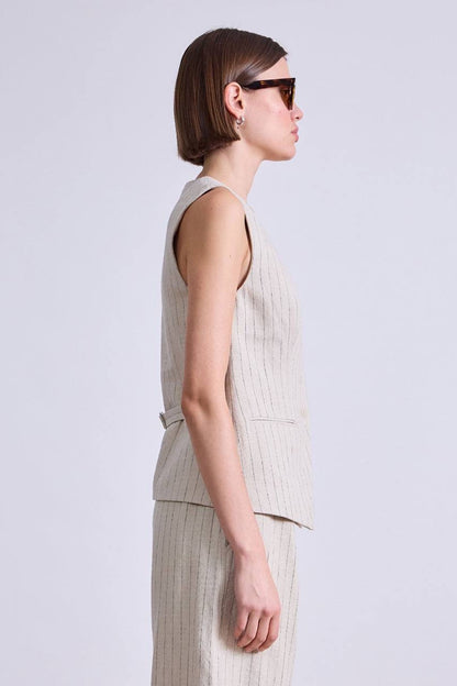AA Helena Vest Top | Linaza Shorts | Bari Cropped Trousers | Striped Flax Set