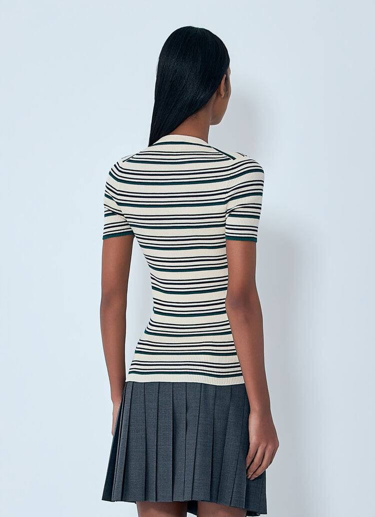 MM Cotton Knit Henley Striped Shirt