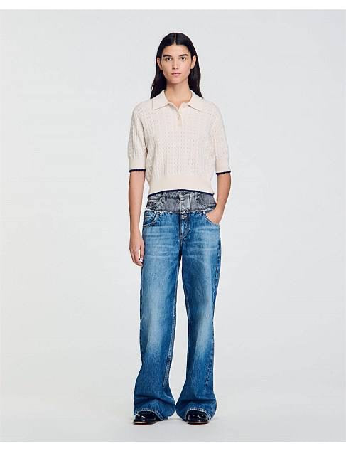 SD Poppy Knit Short Sleeve Polo Sweater Top