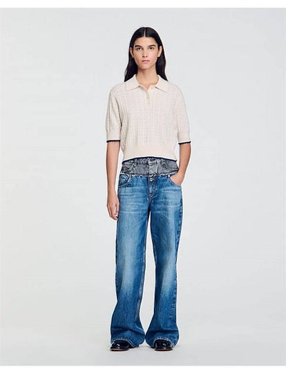 SD Poppy Knit Short Sleeve Polo Sweater Top