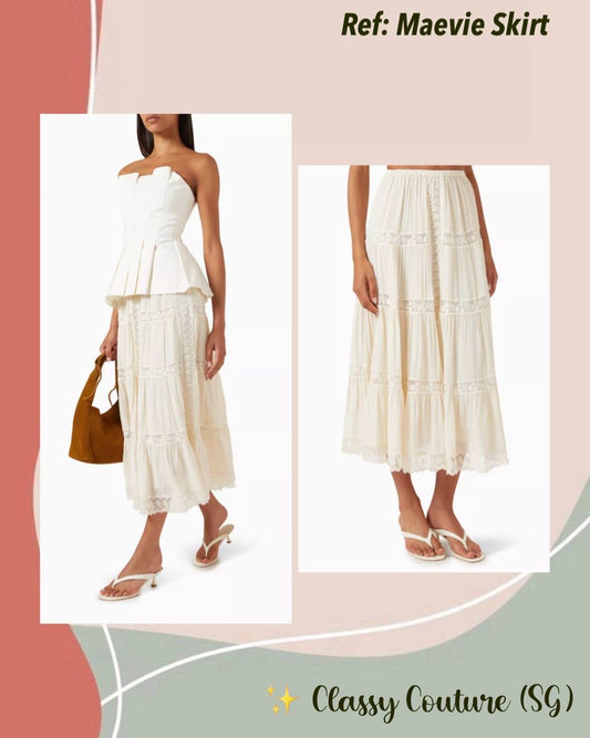 Ref Maevie Viscose Lace Trim Midi Skirt