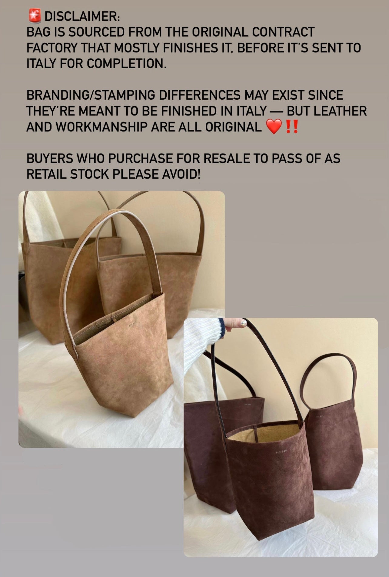 TR N/S Park Tote Leather Bag in Tundra & Wood Brown Nubuck